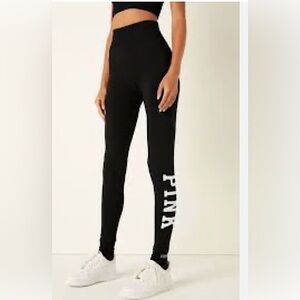 PINK Victoria's Secret Black Leggings with Elastic Cuffs